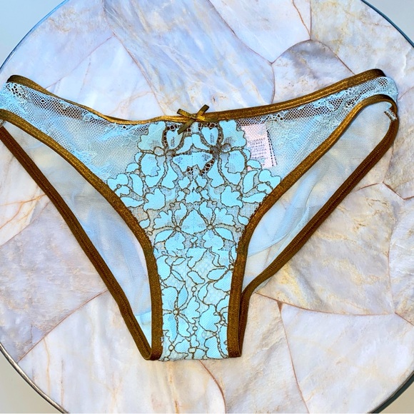 Victoria's Secret Other - Victoria's Secret Dream Angels Cheekini Panty Blue Copper Lace Mesh XS